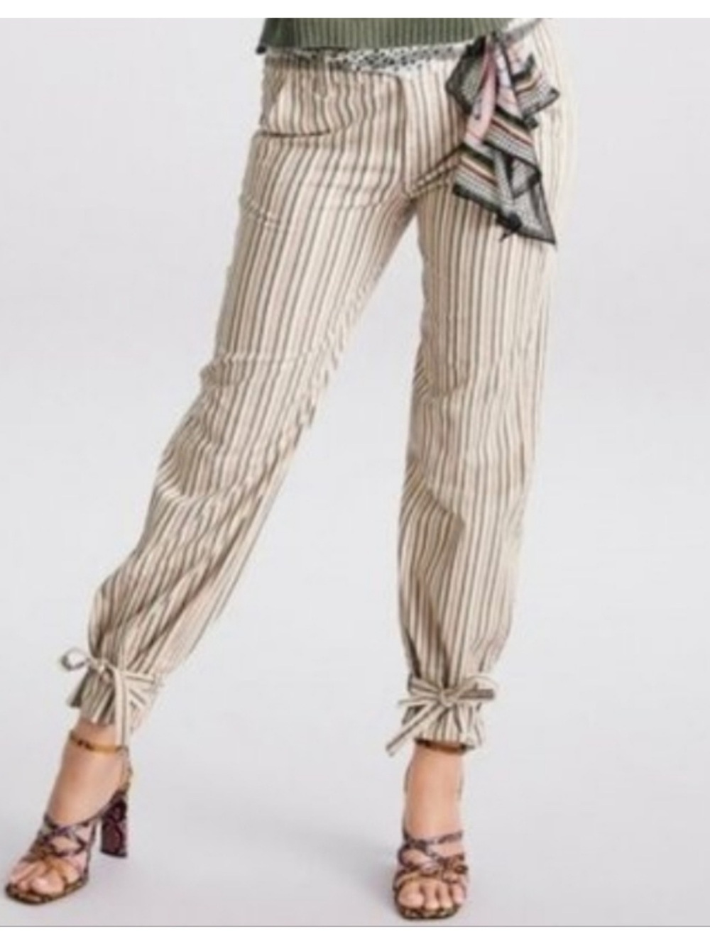 Cabi 5870 Convertible Trouser Pants Wide Leg Striped Size 10